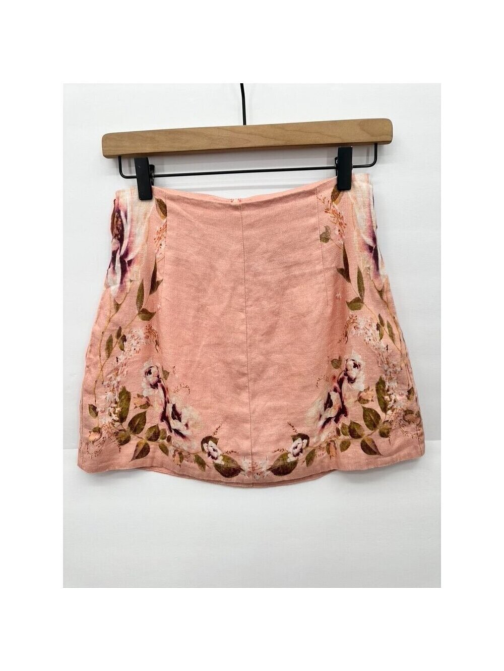 Zimmermann Pink Floral Linen Mini Skirt Size 0